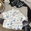Camisas de Manga Curta para Meninos, Camisas Florais Infantis, Tops Finos de Verão Estilo Hong Kong para Crianças, Roupas de Verão Coreanas para Bebês Meninos, Moderno