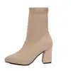 Botines elásticos de punto para mujer, colección otoño/invierno 2026, botines individuales, estilo europeo y americano, punta fina, tacón grueso, tacones altos, tallas grandes, botines Martin