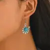 Pendientes Transfronterizos Europeos y Americanos Estilo Nuevo Retro de Mezclilla, Pequeños y Creativos, Ganchos para Oreja de Aleación de Herradura Vieja Incrustados con Turquesa