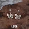 Aretes de Mariposa de Encaje en Plata Esterlina, Estilo de Lujo Ligero, Diseño de Nicho S925, Aretes Versátiles y de Alta Gama para Mujeres, Joyería de Plata al por Mayor