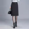 Falda Midi Recta de Moda de Color Sólido para Mujer Otoño Invierno 2026 Nueva Falda de Cintura Alta Adelgazante de Longitud Media Falda Elegante para el Trabajo que Resalta la Figura