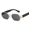 Gafas de sol poligonales de montura pequeña de metal Gafas de sol de moda europea y americana para hombres y mujeres Gafas de sol personalizadas para fotografía callejera Gafas de sol para vacaciones Protección solar Marea