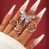 Joyería para Manos Popular Transfronteriza Europea y Americana Anillo Articulado Hueco con Diamante Accesorios Anillo para Mujer Estrella Luna Ópalo