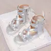 Sandalias para Niña Plata de Caña Alta Estilo Romano Infantil 2026 Verano Nuevo Estilo Sandalias de Princesa para Niñas Pequeñas para Niños Mayores