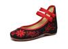 Sin caja de zapatos, entrega de una sola pieza, zapatos de tacón bajo de estilo étnico, zapatos de viaje de tacón alto, zapatos de tela bordada, zapatos de mujer