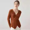 Gola cruzada estilo francês, suéter feminino de cashmere, cor sólida, caimento justo, silhueta valorizadora, tricô de puxar, perfeito como camada base para outono e inverno