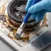 Cepillo limpiador para estufa de gas, cepillo pequeño de acero para estufa de cocina, potente removedor de manchas, cepillo para estufa de gas, cepillo multifuncional para esquinas y huecos difíciles de alcanzar