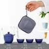 Juego de té de viaje Taza Express una tetera tres tazas cubierta portátil cuenco Juego pequeño tetera kung fu para exteriores regalo de mano