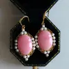Brincos de Prata Esterlina Banhada Moda Exquisite Concha Rainha Brincos Clássico Elegante Bola Rosa Pedra Brincos Ganchos para Mulheres
