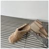 Pantuflas Maomao rojas para mujer con tacón medio y Baotou para invierno con forro polar y tacón grueso.