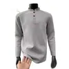 Sudadera de manga larga estilo americano con cuello Henry para hombre, nuevo modelo de principios de otoño, top deportivo informal de cuello redondo de moda para adolescentes