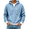 Nueva Sudadera con Capucha Waffle de Manga Larga Pesada de Estilo Europeo de Moda para Hombre Bloque de Color Holgada Deportiva Casual Ropa para Hombre