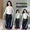 Sudadera para niña 2026 primavera y otoño nuevo estilo deportivo casual versátil top de manga larga y conjunto de pantalones casuales rectos de pierna ancha