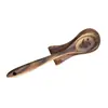 Cuchara de mezcla para ensaladas con mango largo de teca, espátula de madera antiadherente para sartén, cara sonriente, juego de 5+1 cucharas pala, alfombrilla de estante de madera