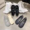 Zapatos de Mujer de Ganchillo Calado con Malla de Pescado de una Sola Tira 2025 Nuevos Zapatos Planos de Ballet de Punta Redonda Sandalias Tejidas