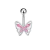 Ventas Directas de Fábrica Transfronterizo Acero Inoxidable Perforado Serie Rosa Clavo de Ombligo Y2K Mariposa Corazón Incrustado Circonita Anillo de Ombligo