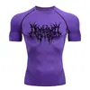 Teum Export Camiseta de Manga Corta con Cuello Redondo Estampada de Secado Rápido de Compresión para Hombre Y2K Ropa Interior Base para Correr Entrenamiento de Fitness Body