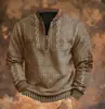 Sudadera con media cremallera de moda para hombre, punto grueso, impresión digital 3D, estación independiente de Amazon transfronteriza europea y americana 2025