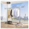 Cabide de Roupas de Aço Inoxidável de Chão Dobrável para Interior Casa Varanda Quarto Varal Retrátil para Secar Roupas e Colchas