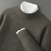 Suéter 100% Cachemira Pura para Hombre Otoño e Invierno, Cuello Alto Doble Capa, Suéter de Cachemira para Mediana Edad, Color Sólido, Corte Holgado, Talla Grande, Suéter Base