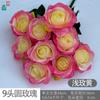 Ramo de 9 rosas redondas para ventana de casa, decoración de Meichen, flores de seda para hotel, boda, auditorio, escenario, diseño de simulación de flores.
