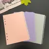 Núcleo de Recambio de Hojas Sueltas Multicolor de PP, Página Separadora de Clasificación de Información A5, Página Separadora de Clasificación de Información Translúcida.