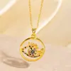 Amazon Transfronterizo Otoño e Invierno Vintage Collar Ojo del Diablo Cobre Chapado en Oro Microincrustado Circonita Gota de Aceite Joyería de Nicho para Mujeres