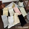 Calcetines holgados de borde enrollado Zhuji para mujer, calcetines largos, estilo fino de verano, estilo japonés, malla hueca, calcetines sólidos hasta la mitad de la pantorrilla, versátiles