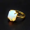 Anel Feminino Hexagonal de Cristal Lápis Lazúli Ametista Aberto Estilo Ins Pedra Natural Luxo Leve
