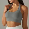 Sujetador deportivo sin costuras de color liso con cuello halter y espalda descubierta, ajustado, transfronterizo europeo y americano, para correr, fitness y yoga para mujeres