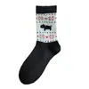 Calcetines de Lana Fair Isle para Otoño e Invierno para Mujer, Engrosados y Cálidos, Calcetines de Media Pantorrilla con Estilo Étnico Vintage, Calcetines Holgados