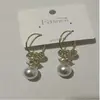 2022 Novo Estilo Coreano Moderno Elegante Brincos Longos Femininos Estilo Coreano Simples Outono e Inverno Ágata Vermelha Brincos de Pérola Brincos