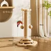 Juguete para gatos con plato giratorio de madera maciza, estructura para trepar gatos, resistente al desgaste y que no suelta pelo, poste rascador para gatos de autoentretenimiento, poste rascador de juguete para gatos gordos, resistente al desgaste, al por mayor
