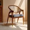 Casa de Huéspedes Estilo Retro Chino Estilo Wabi-Sabi Salón de Banquetes Restaurante Habitación Privada Madera Maciza Ratán Lujo Ligero Silla de Comedor con Reposabrazos Silla de Diseñador