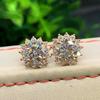 Cao Shi más vendidos aretes simples de lujo ligero con flores y diamantes completos aretes de copo de nieve coreanos con microincrustaciones de circonita una generación de cabello