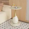 Mesa redonda pequeña moderna de lujo ligero, mesa auxiliar estilo europeo, mesa de centro para sofá, mesa de rincón italiana de estilo ins moderno, mesita de noche móvil