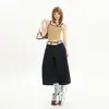 Novedad Primavera y Verano 2025 Pantalones Cortos Azul Oscuro Moda Tendencia Diseño Simple Versátil Reductores de Edad Adelgazantes de Longitud Media para Mujer