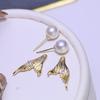 Accesorios DIY Aretes de perlas de plata esterlina S925 soporte vacío Aretes divididos cola de pez Seiko soporte plateado material para aretes hechos a mano