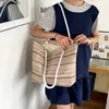 Bolso de Paja con Rayas de Arcoíris para Mujer, Bolso de Playa para Vacaciones, Bolso de Mano Tejido Casual de Verano, Bolso de Hombro