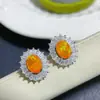 Brincos de Prata S925 Inlaid com Opala de Fogo Natural 8*10mm Moda Fornecimento ao Vivo de Fornecedor Direto