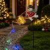 Ferro Fundido Transfronteiriço Papai Noel Chaleira Lâmpada Fada das Flores Alimentado por Energia Solar Decoração de Jardim Exterior Gramado Luz Noturna