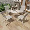 Mesa y silla de exterior madera plástica juego de tres o cinco piezas patio anticorrosión impermeable Protección Solar combinación Ocio exterior balcón jardín