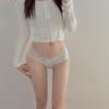 Roupa interior feminina sexy estilo francês malha cruzada de algodão de cintura baixa renda estilo japonês gatinho cueca feminina