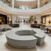 Banca circular de hormigón translúcido, asiento de descanso artístico para patios de centros comerciales, asiento único de cemento luminoso