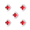 Colgante Geométrico de Trébol de Cuatro Hojas Doble Colgante Colorido con Pedrería Accesorios para Joyería DIY Pendiente Pulsera W502