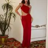Em Estoque 2025 Europeu e Americano Comércio Exterior Verão Transfronteiriço Sexy Elegante Alça de Um Ombro Ajuste Slim Vestido de Malha Franzido para Mulheres