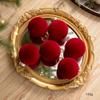 Bola de Natal Flocada Nova de Fronteira 8cm Vinho Marrom Verde Bola de Natal Bola Pingente para Decoração de Árvore de Natal