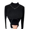 Forro polar Espesado Seda Plateada Pieza única Forro polar Cuello medio alto Cálida Camiseta base Otoño e Invierno Combinación con todo Suéter de punto Top de cuello medio para mujer