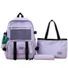 Nova Mochila Casual para Estudante Conjunto de Três Peças Grande Capacidade Ensino Fundamental e Médio Bolsa Escolar Menina Mochila Simples para o Dia a Dia