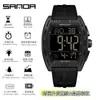 Popular Reloj Electrónico Sanda con Forma de Barril y Pantalla Única, Despertador Impermeable, Reloj de Pulsera para Estudiantes, Reloj Multifuncional con Esfera Grande, Dropshipping